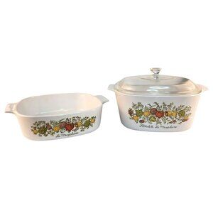Corning Ware Spice Of Life 2 Qt & 3 Qt Casserole Dishes With Glass Lid For Range